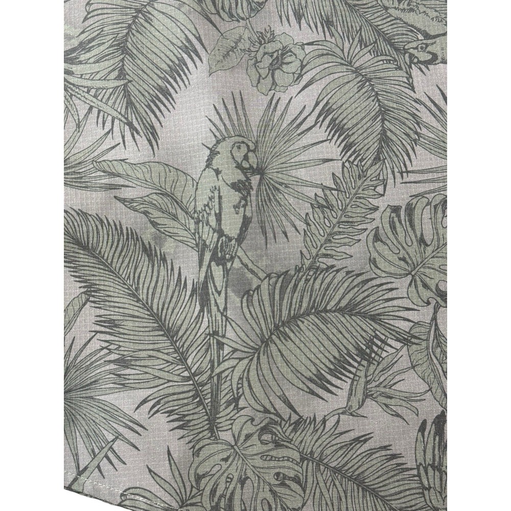 Projek Raw Mens XXL Tropical Parrot Print Button Up Shirt Gray Short Sleeve - Picture 8 of 10